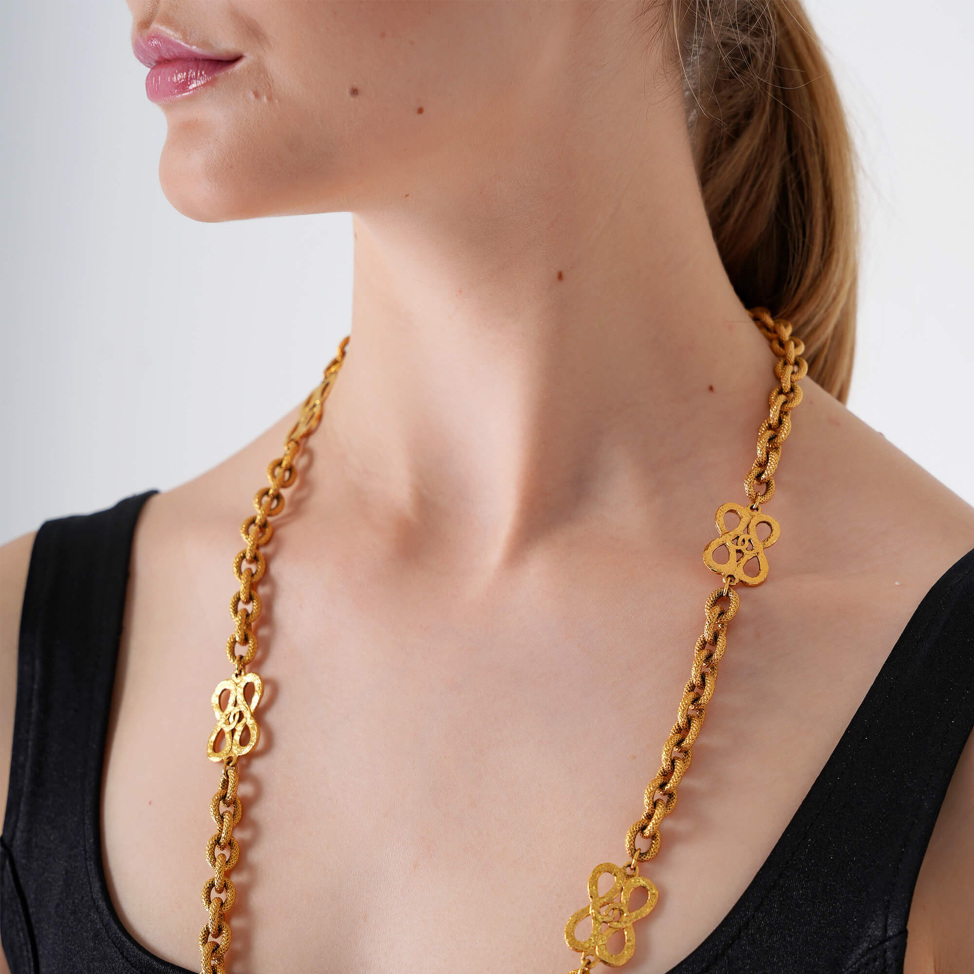 Chanel - Gold Tone Infinity Chain Necklace 